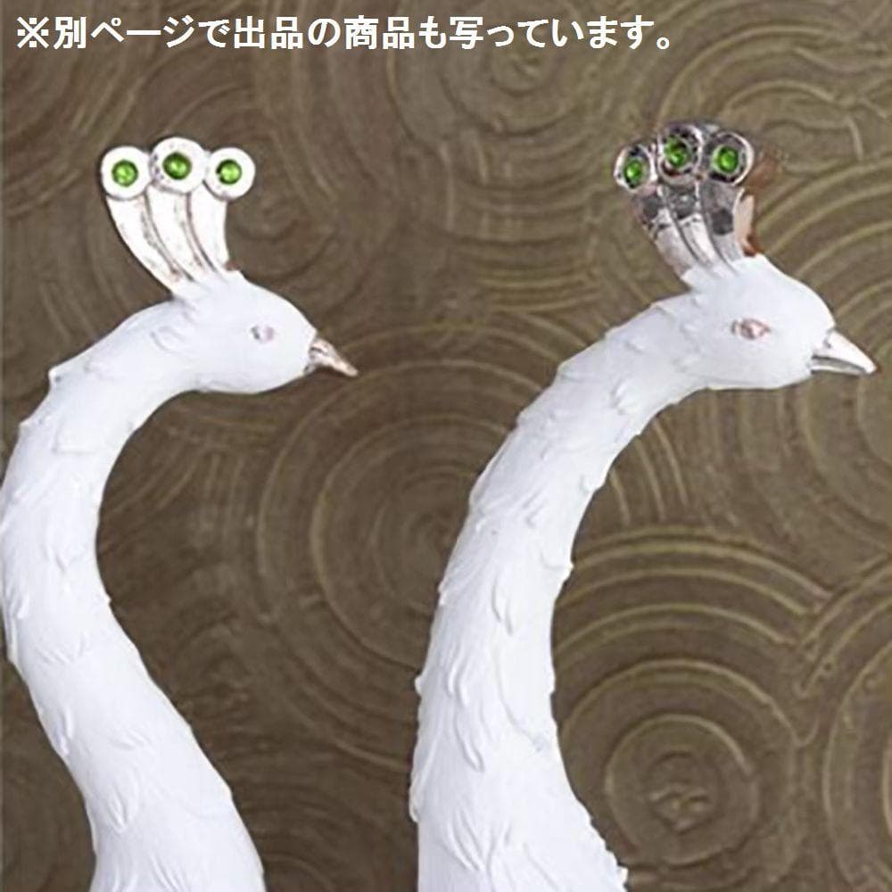 置物 振後ろをり向いた孔雀 白 70cm 柱 インテリア 風水 ホワイト　孔雀