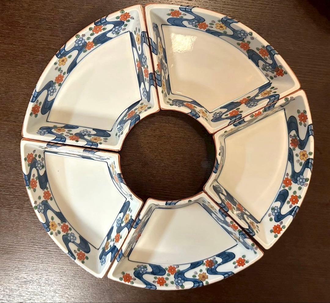 【値下げしました】有田焼　掛ノ谷釜　回転台付き仕切り皿 直径約30cm