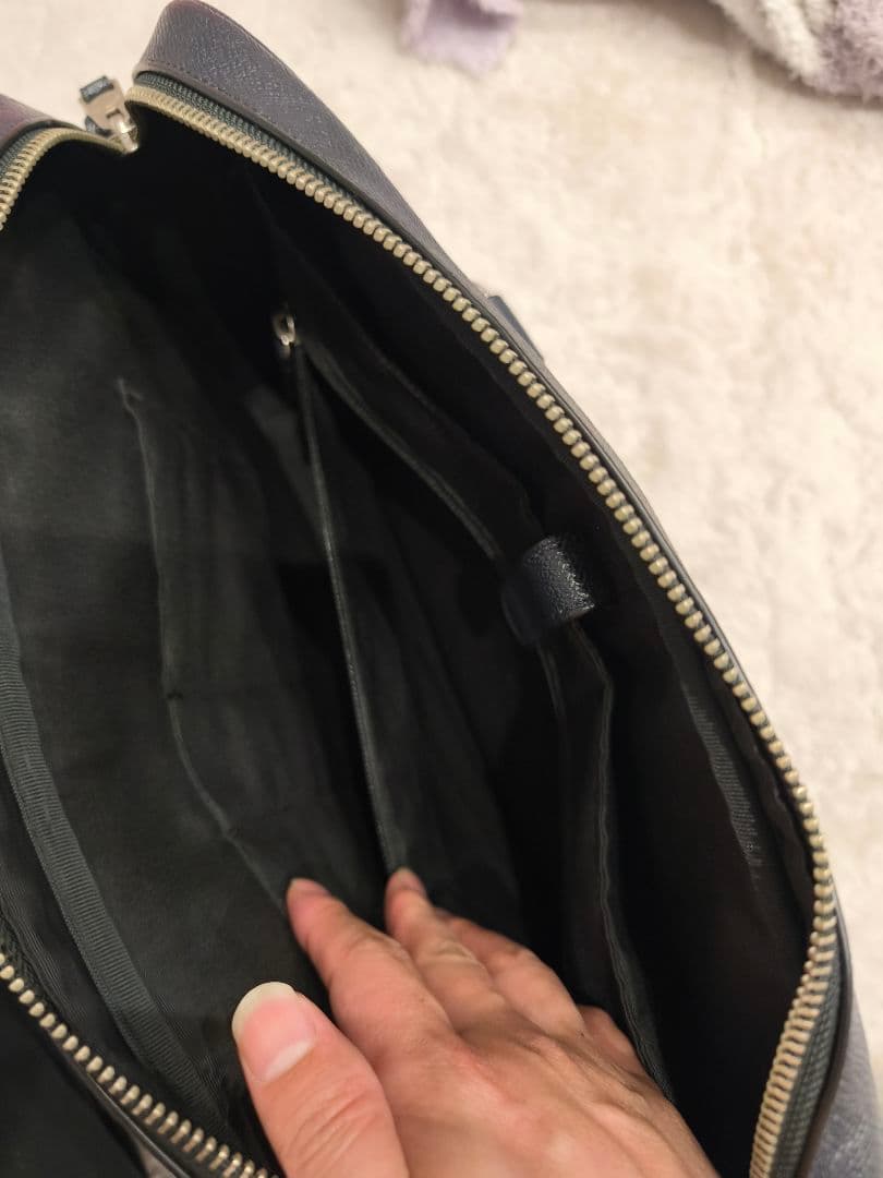 美品COACH 2WAYビジネスバッグ ネイビー ストラップ付き