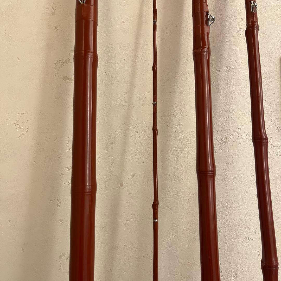 石鯛和竿　東光作　総塗り４本継ぎ竹竿　石鯛竿