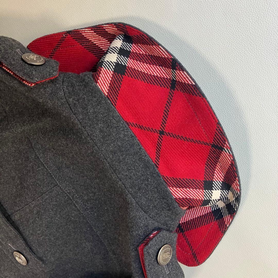 極美品 バーバリーブルーレーベル 銀ボタン Pコート ノバチェック 38