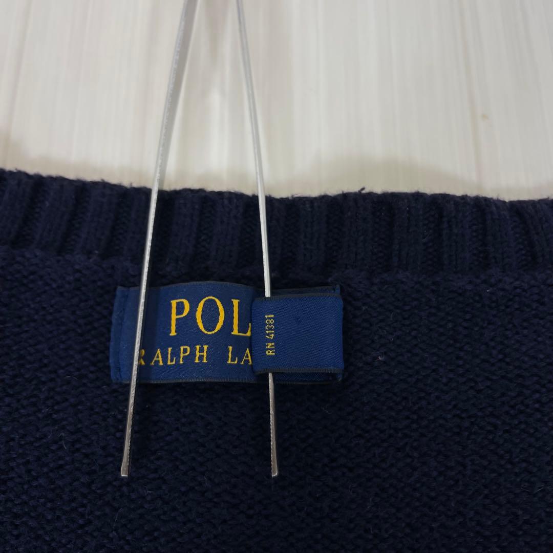 ☆とても大きなサイズ☆ポロラルフ クルーネック コットンニット 4XLT 濃紺