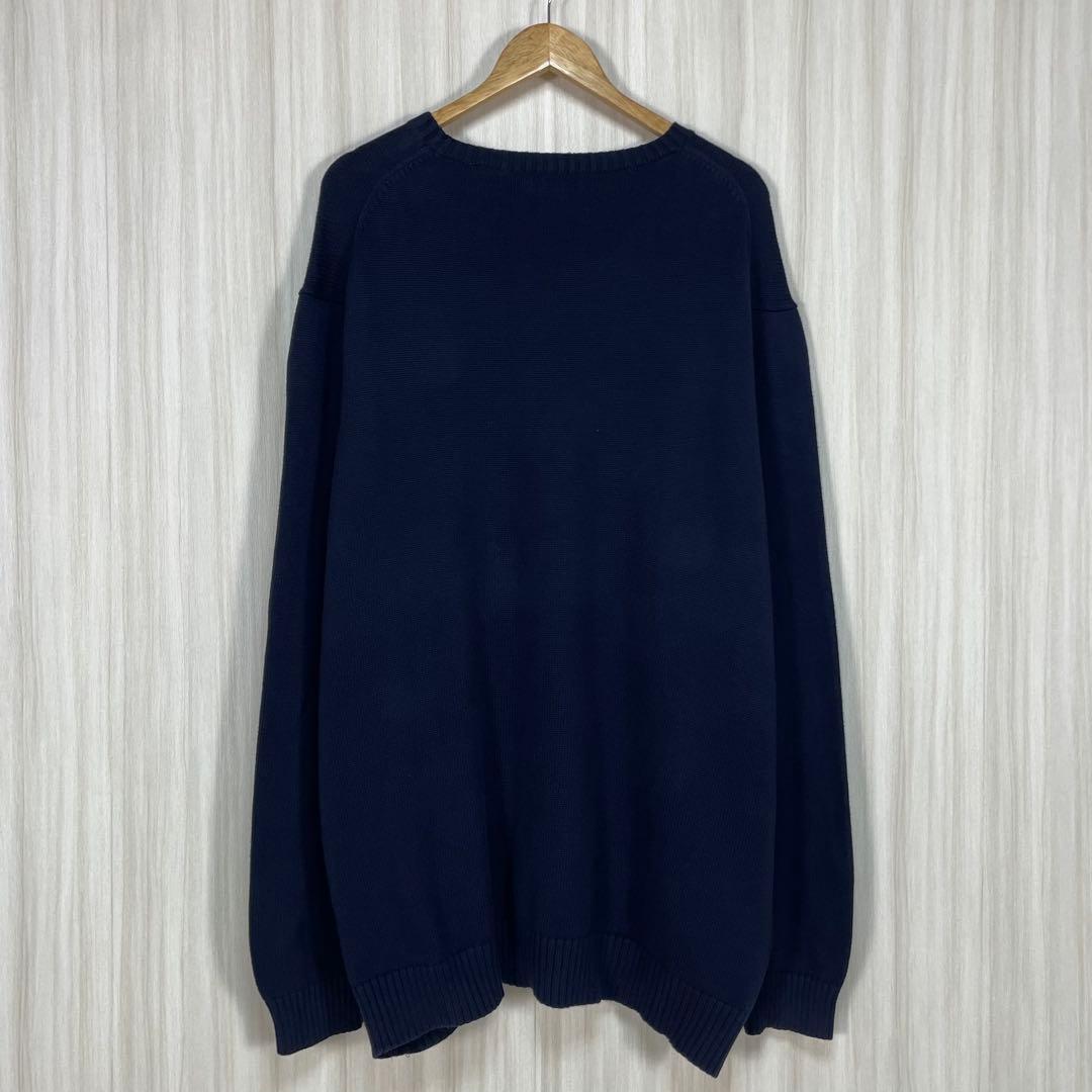 ☆とても大きなサイズ☆ポロラルフ クルーネック コットンニット 4XLT 濃紺
