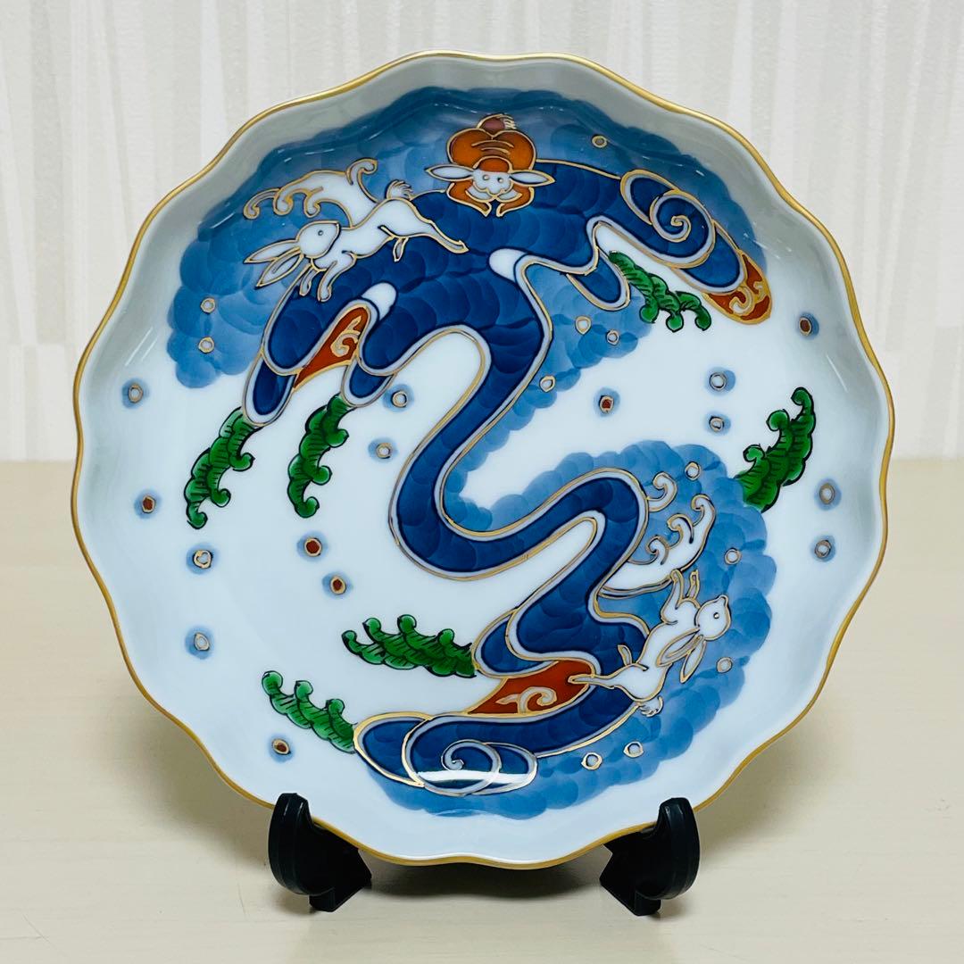 源右衛門窯 染錦波兎 銘々皿 皿 プレート 5枚セット 波うさぎ 金彩