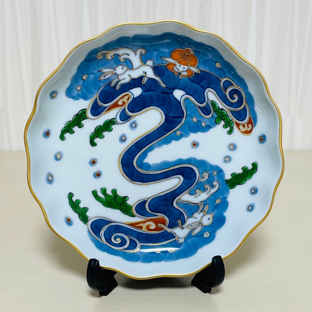 源右衛門窯 染錦波兎 銘々皿 皿 プレート 5枚セット 波うさぎ 金彩