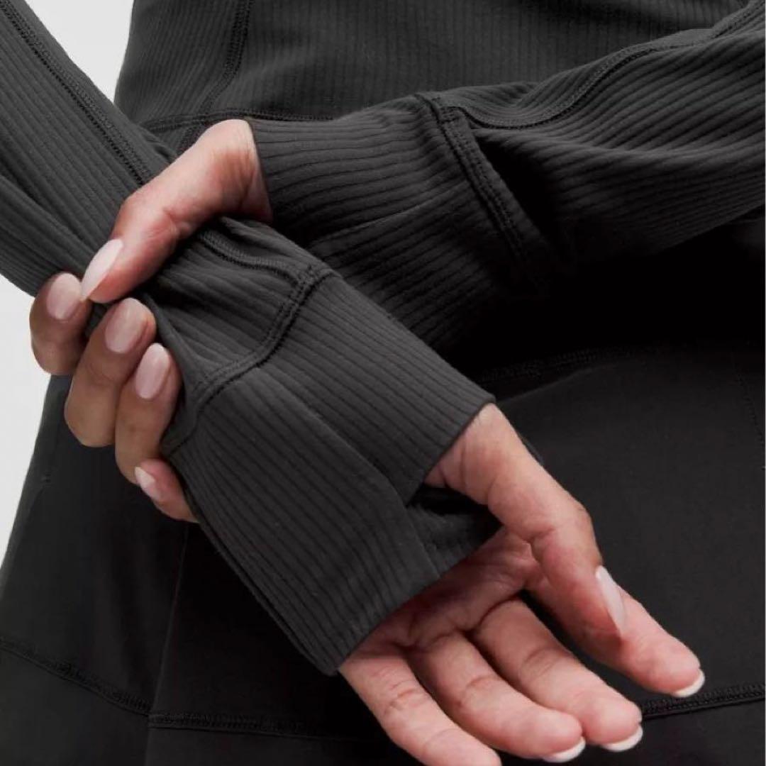 美品lululemonルルレモンクロップDefineジャケットリブ黒ブラック6M