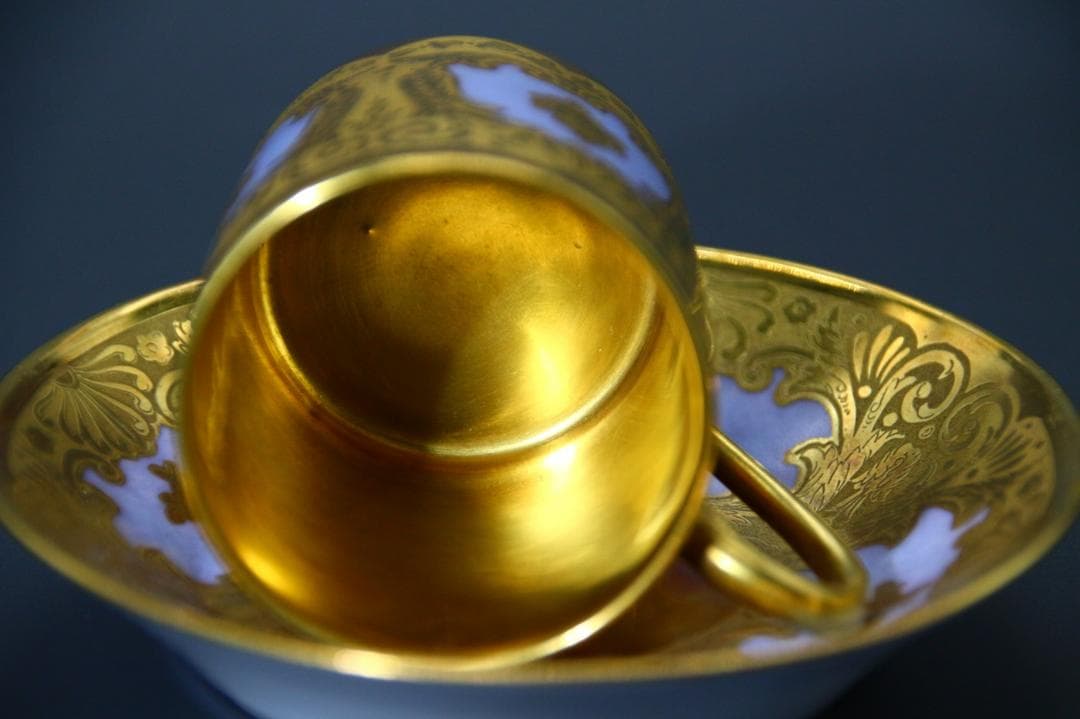 一点もの 芸術 1900年中期頃 フランス セーブル ゴールド カップ&ソーサー