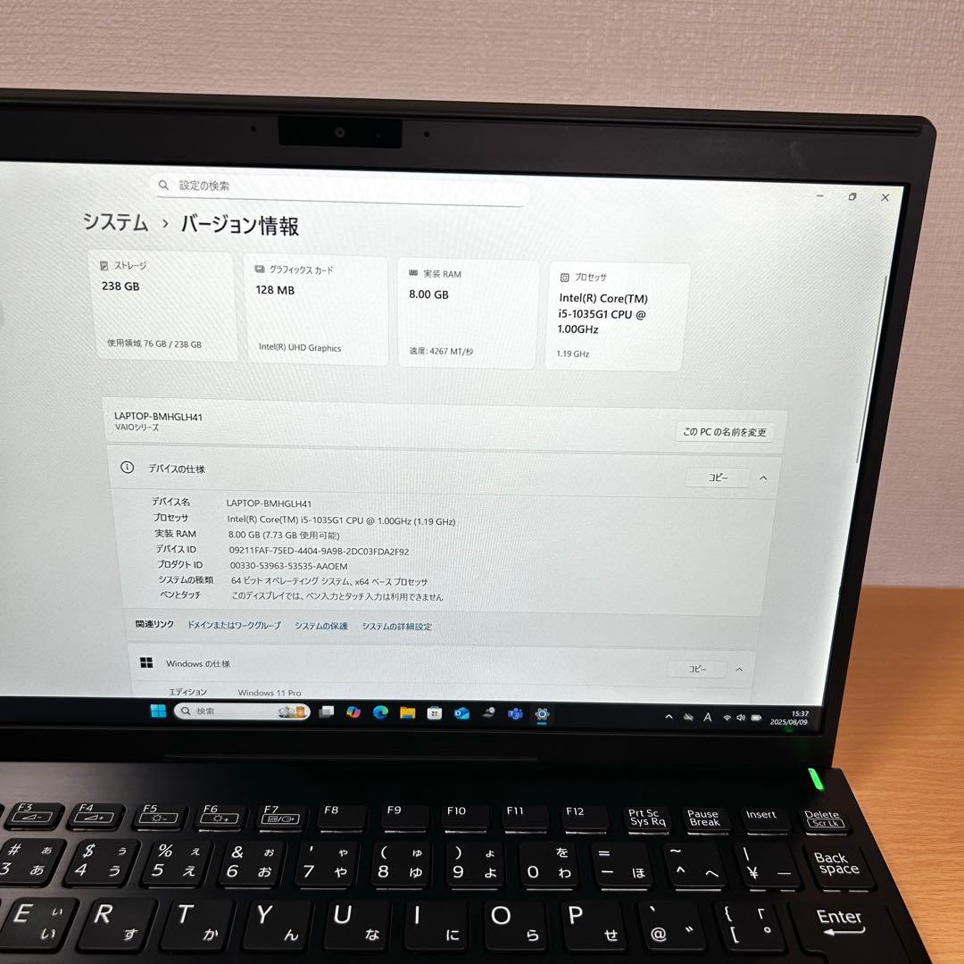 美品 VAIO Pro PJ VJPJ13 第10世代 12.5型 FHD 保証