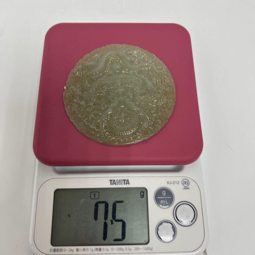 白砡　彫刻　直径約9㎝　75g 東Y7-1020☆2Fタサオ