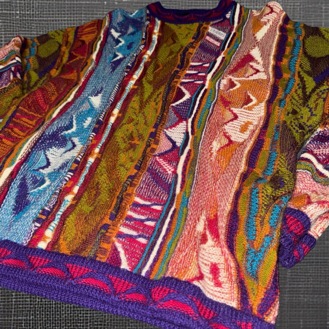 80s ~ 90s COOGI風 3Dニット セーター 総柄 vintage