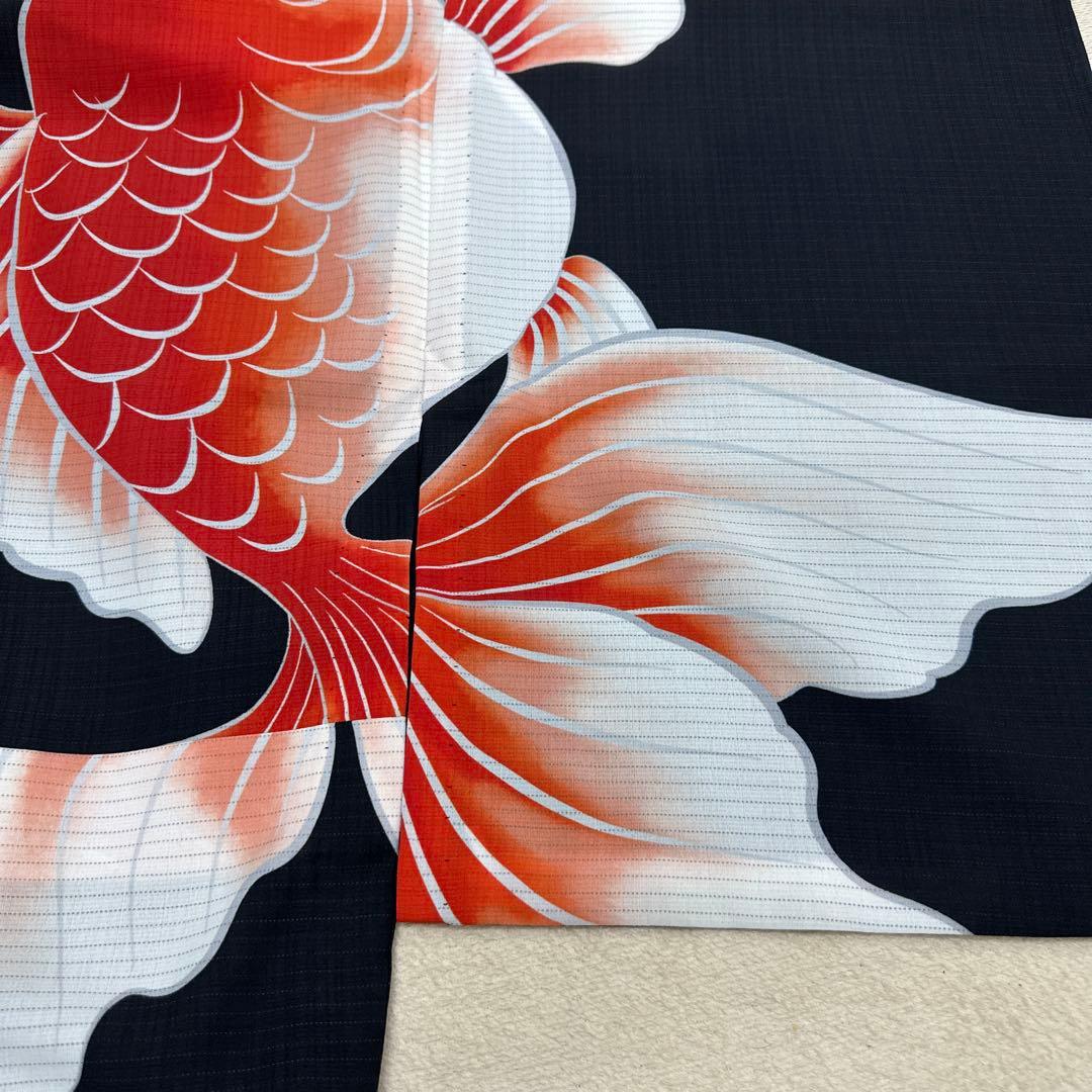 撫松庵 金魚 薄物 絽 黒地　セオアルファ　浴衣