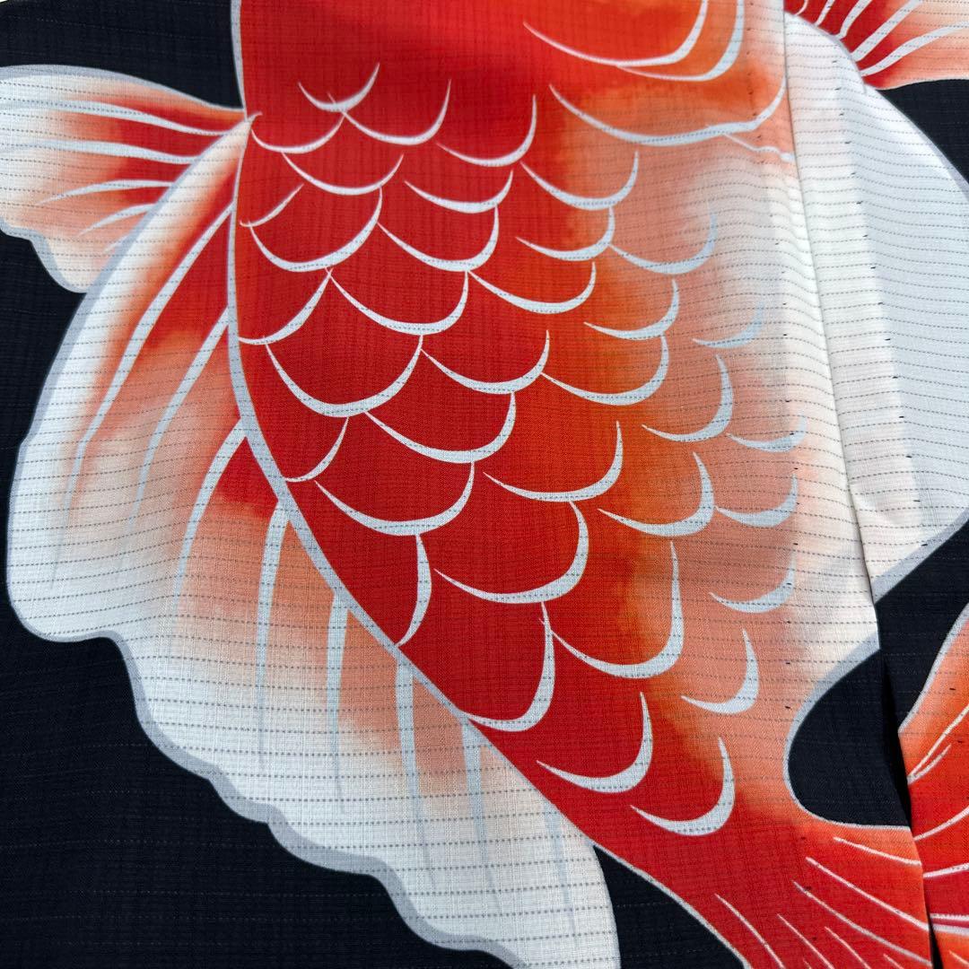 撫松庵 金魚 薄物 絽 黒地　セオアルファ　浴衣