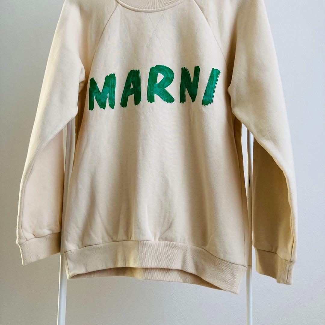 MARNI マルニ　トレーナー　ベージュ　グリーン　ロゴ　長袖　L スウェット