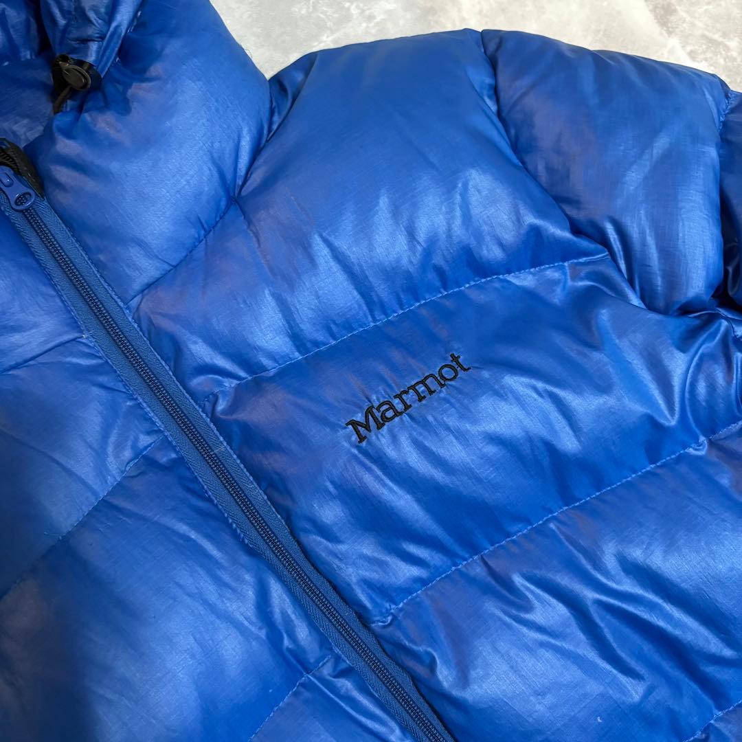 【大人気‼️】Marmot ダウンジャケット フード付き 青 ブルー Mサイズ