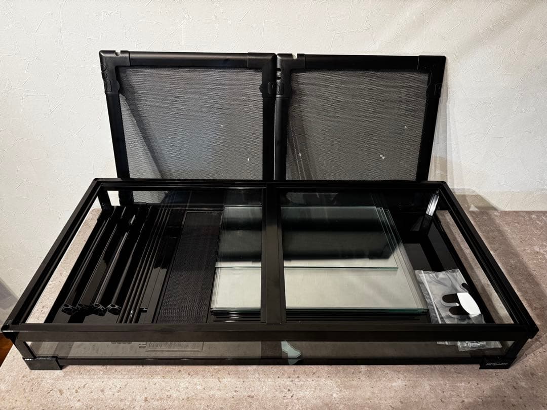 爬虫類ケージ(9045) ブラック ガラス製