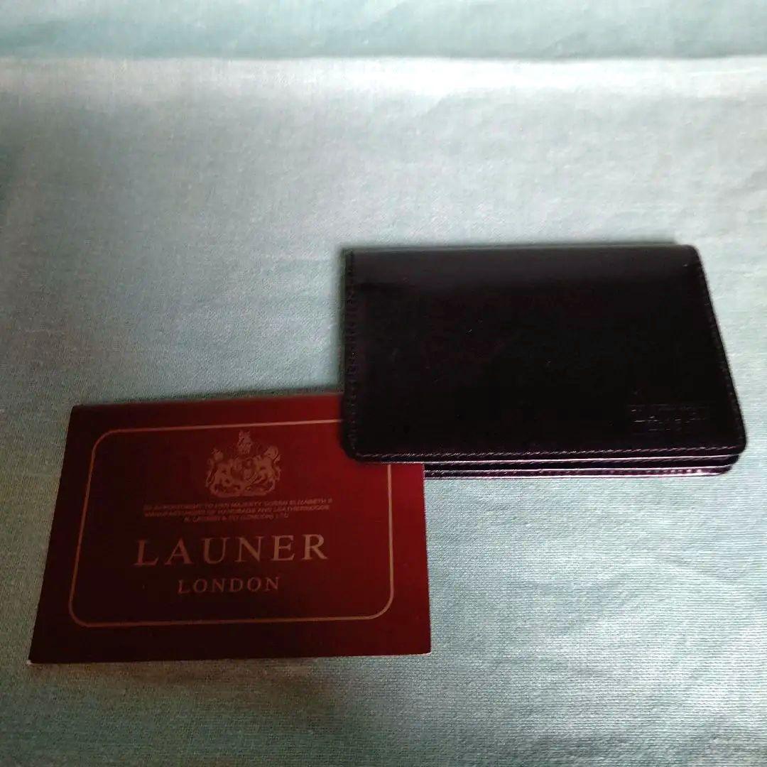 英国王室御用達 LAUNER 名刺入れ 黒 専用袋・箱付き