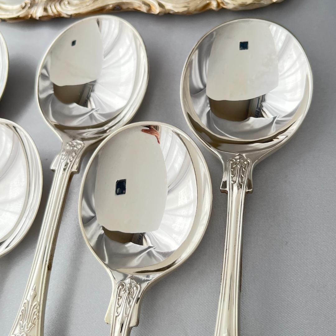 【Roberts & Belk】 クイーンズパターン コンソメスプーン 8本