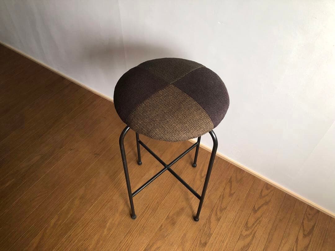 古家具 鉄無垢フレーム パッチワーク ハイスツール カウンターチェア ① 北欧