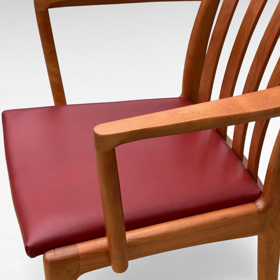 ①美品 ナガノインテリア 高級本革チェア DC322 ブラックチェリー