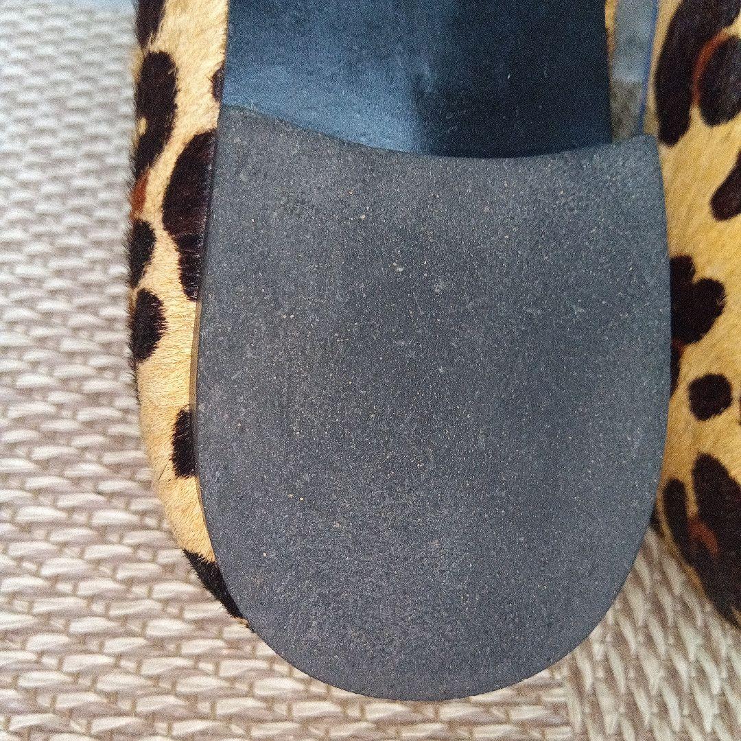 【美品】Chatelles シャテル フラットパンプス レオパードハラコ36.5