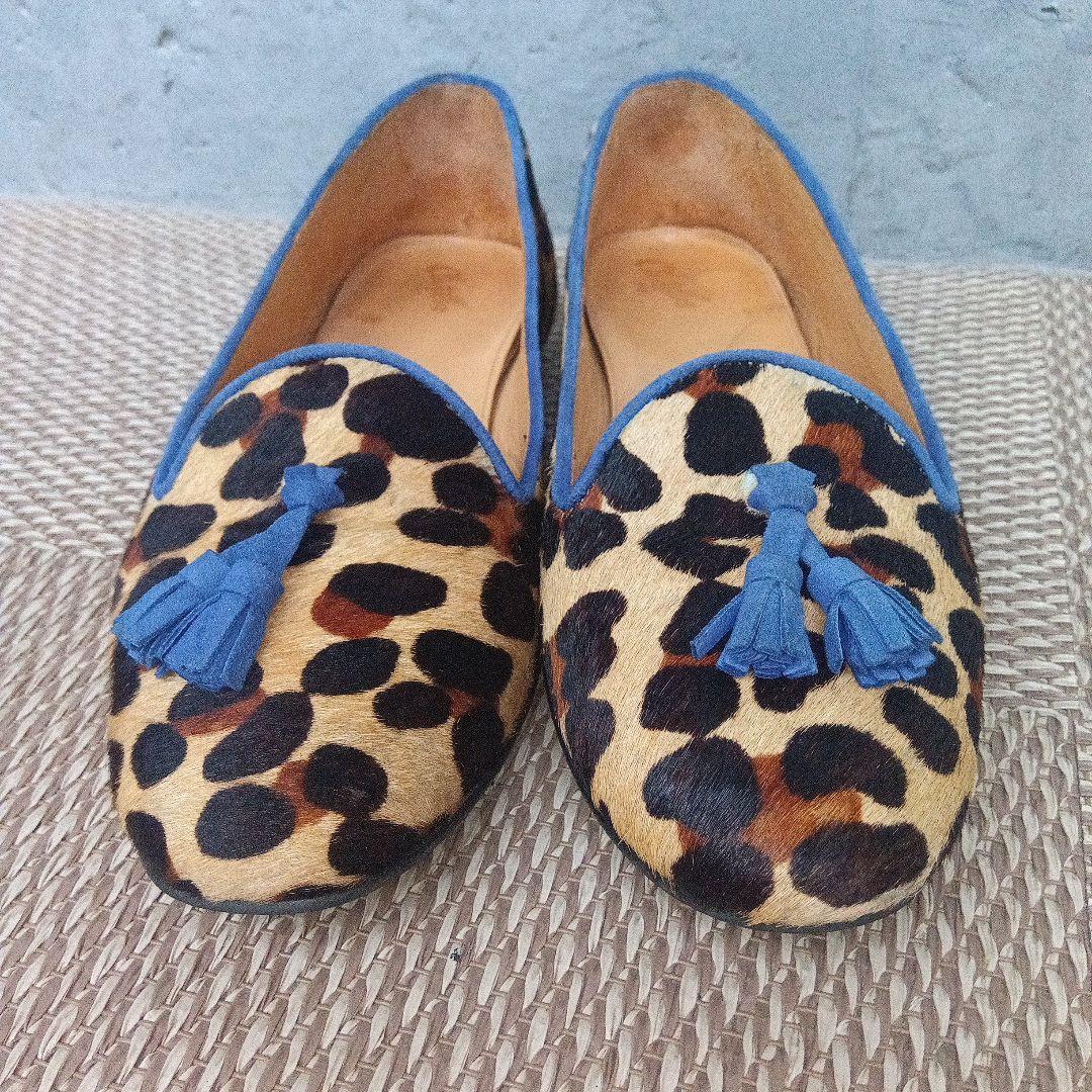 【美品】Chatelles シャテル フラットパンプス レオパードハラコ36.5