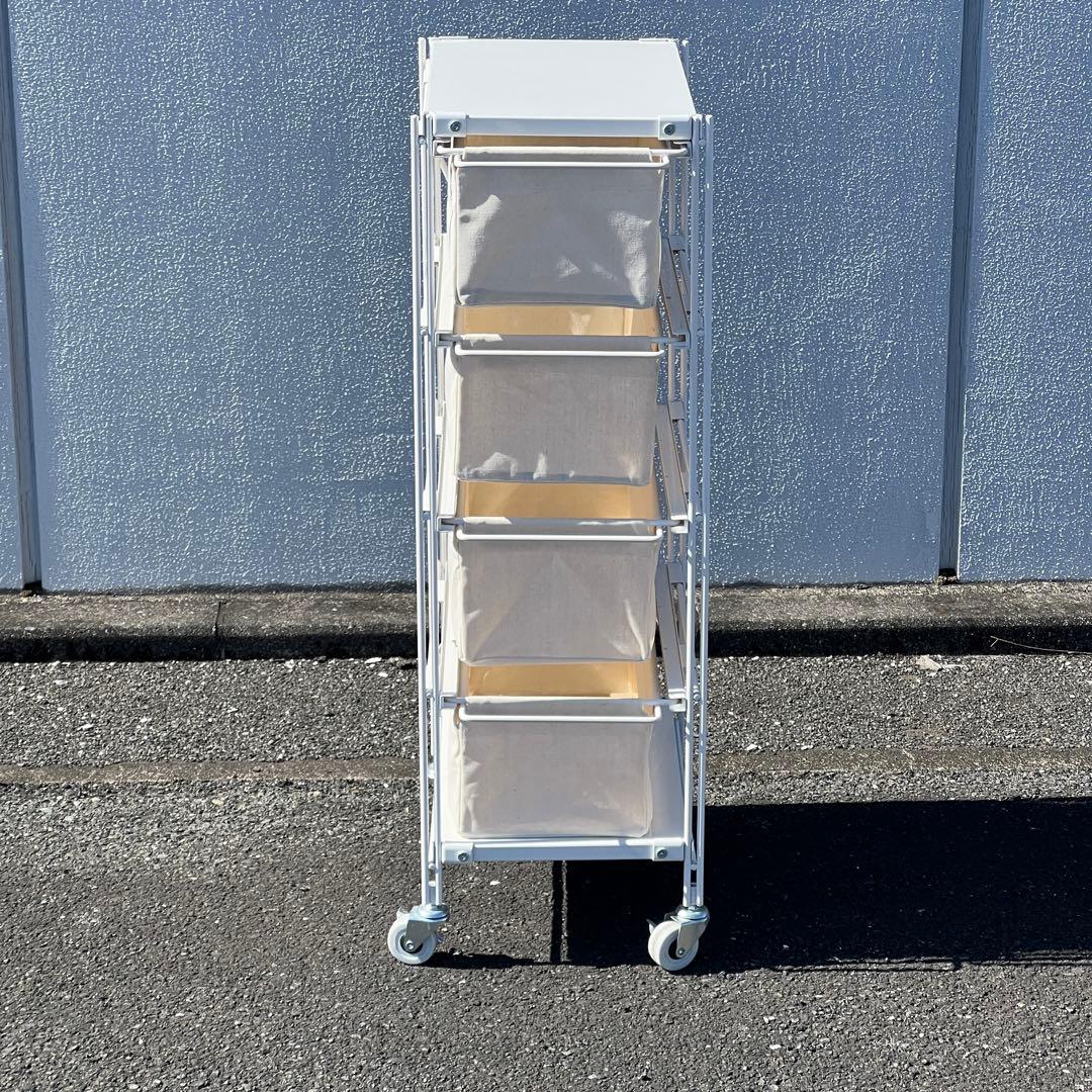 無印良品 スチールユニットシェルフ ホワイト スチールラック 4段 キャスター