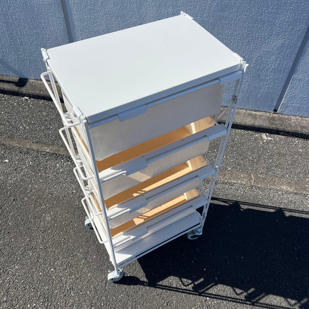 無印良品 スチールユニットシェルフ ホワイト スチールラック 4段 キャスター