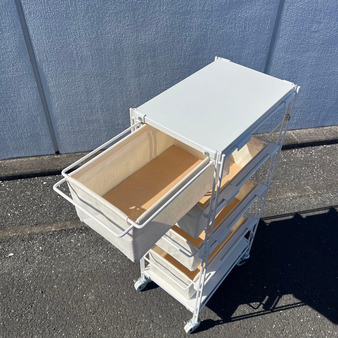 無印良品 スチールユニットシェルフ ホワイト スチールラック 4段 キャスター