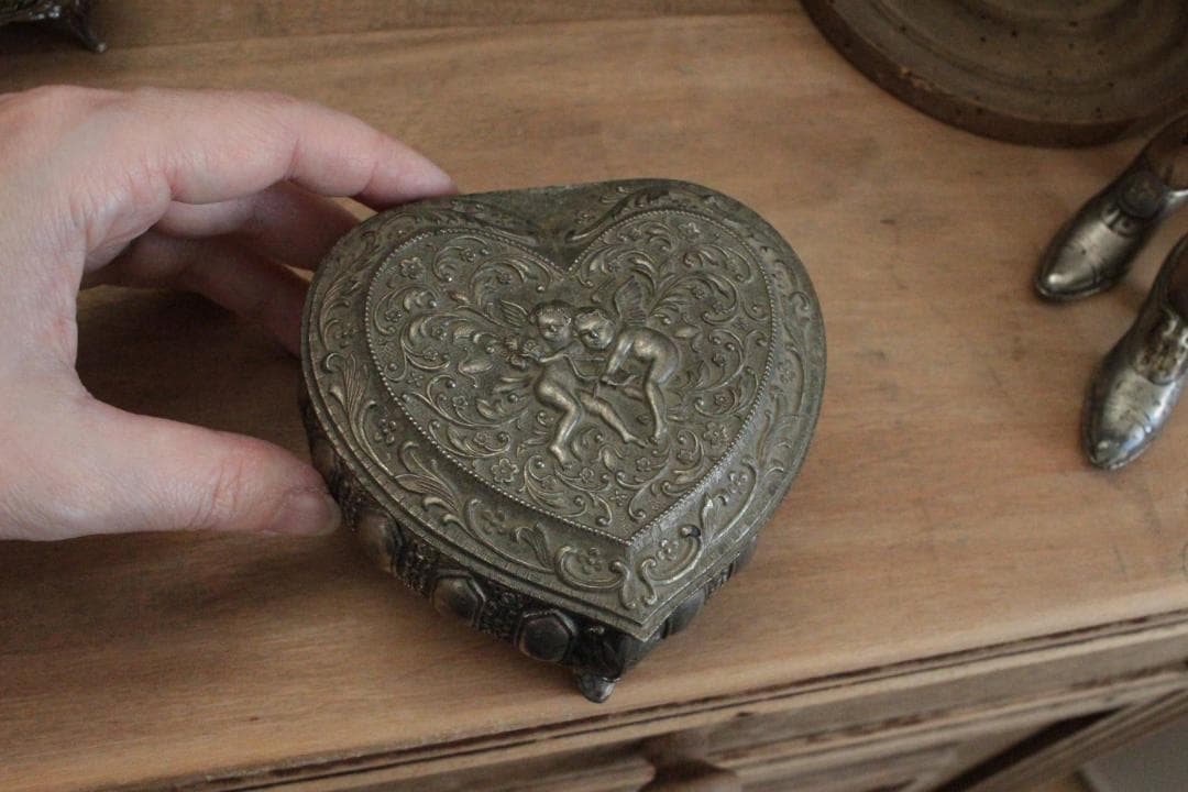 装飾ジュエリーボックス・天使ハート/フランスアンティーク