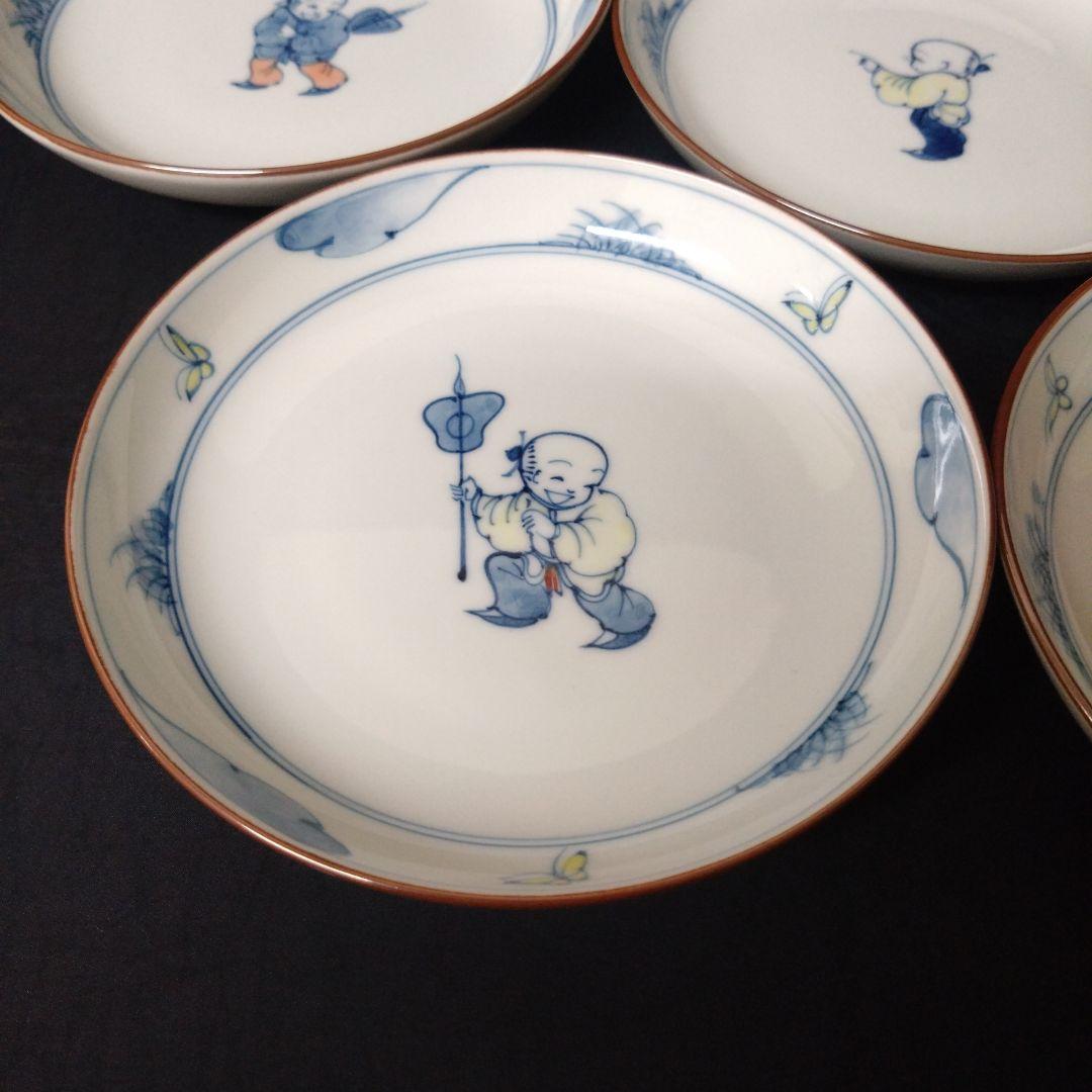 未使用 有田焼 幸祥窯　唐子　銘々皿5枚　縁起物　お祝い