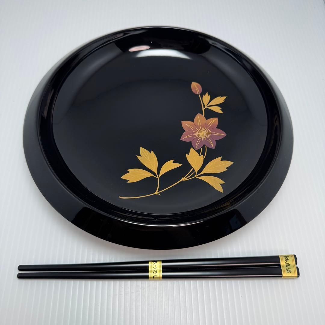 新品 輪島塗 漆皿 菓子皿 中皿 和食器 箸 セット伝統工芸 伝統工芸 輪島漆器