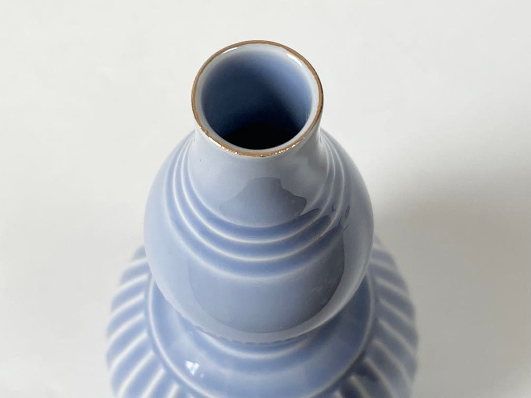 陶芸家　作家物　荒谷翔　海碧釉　瓢徳利　瓢箪　花入　一輪挿し　花瓶　共箱