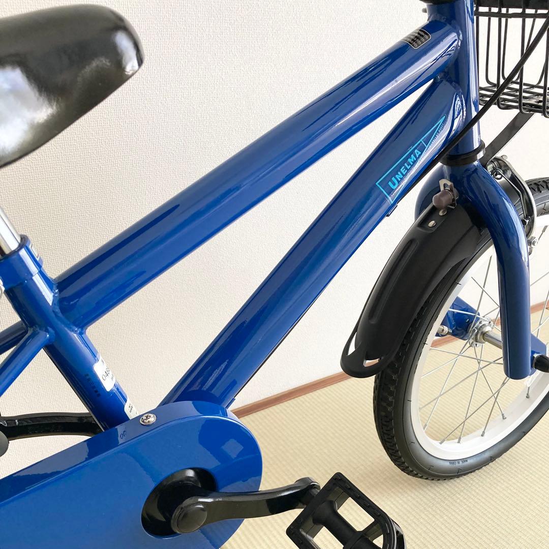 16インチ 子供用自転車 青 カゴ、両側補助輪付き ほぼ未使用 送料込み