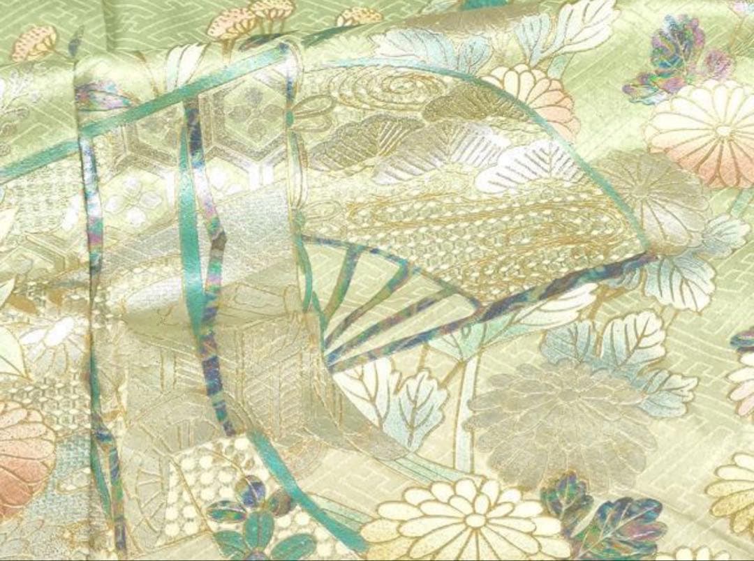 新春特別価格♦️4点フルセット　正絹　訪問着　袋帯　帯揚げ　帯締め