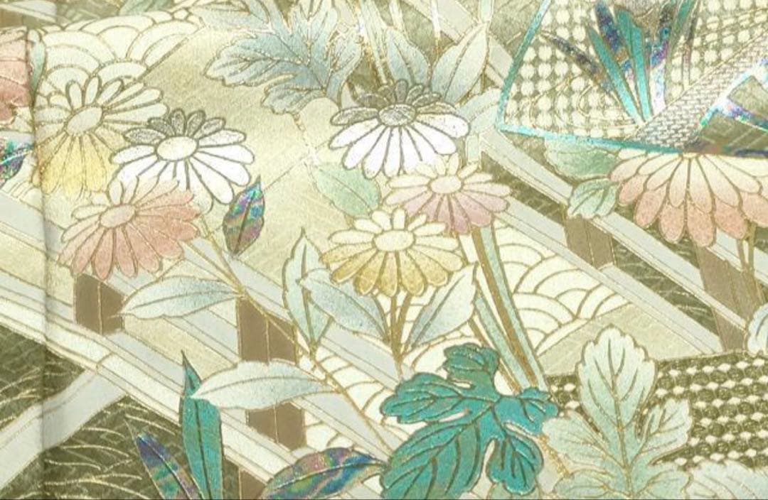 新春特別価格♦️4点フルセット　正絹　訪問着　袋帯　帯揚げ　帯締め