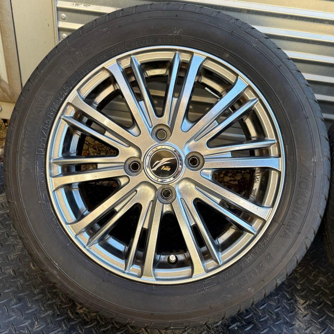 【バリ山　21年製】155\65R14 アルミ4本セット