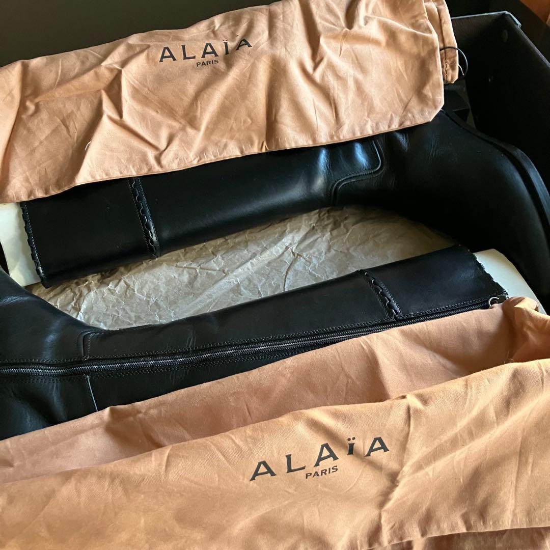 希少　ALAIA レザーロングブーツ　ビンテージ　アズディン・アライア　マドンナ