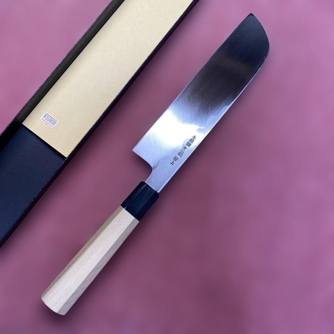 青二鋼　鎌型薄刃包丁　225㎜　7.5寸