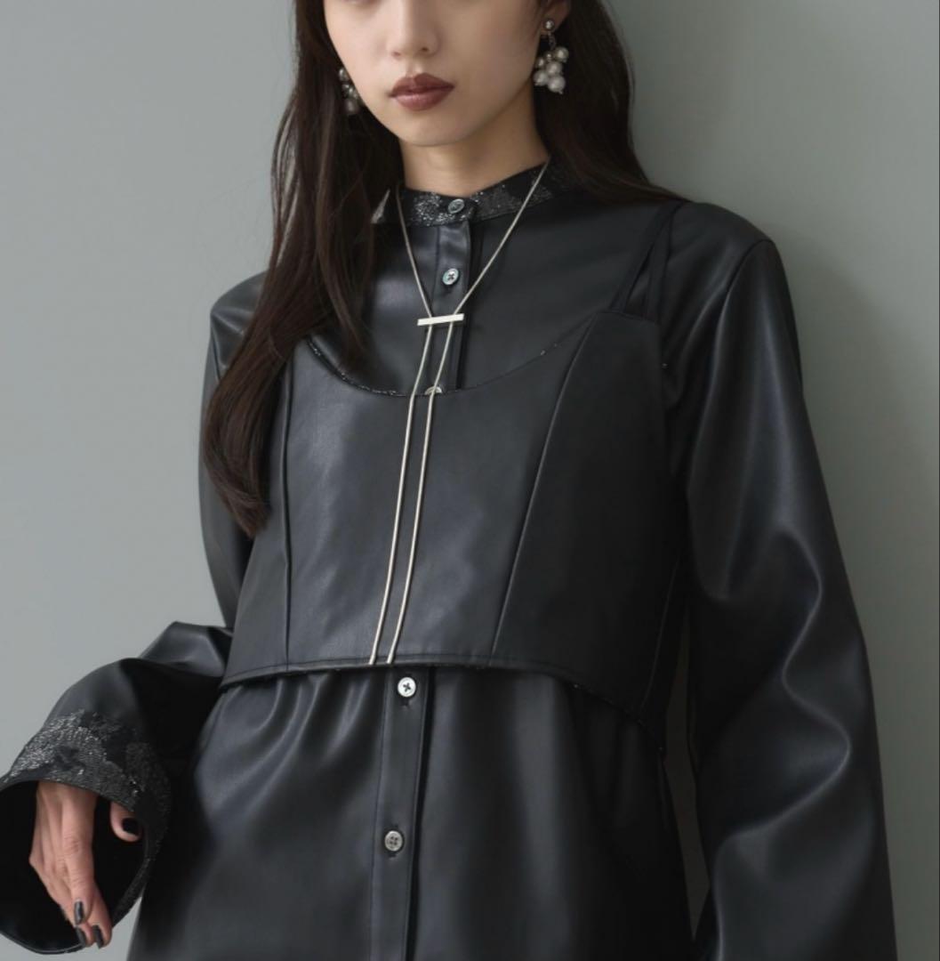 【美品】HARE 2Pビスチェ　イソザイチュニックシャツ &ビスチェセット　黒