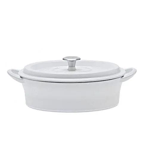 グッドプラス　キャストポット　オーバル26㎝ホワイト(鉄鋳物ホーロー鍋)