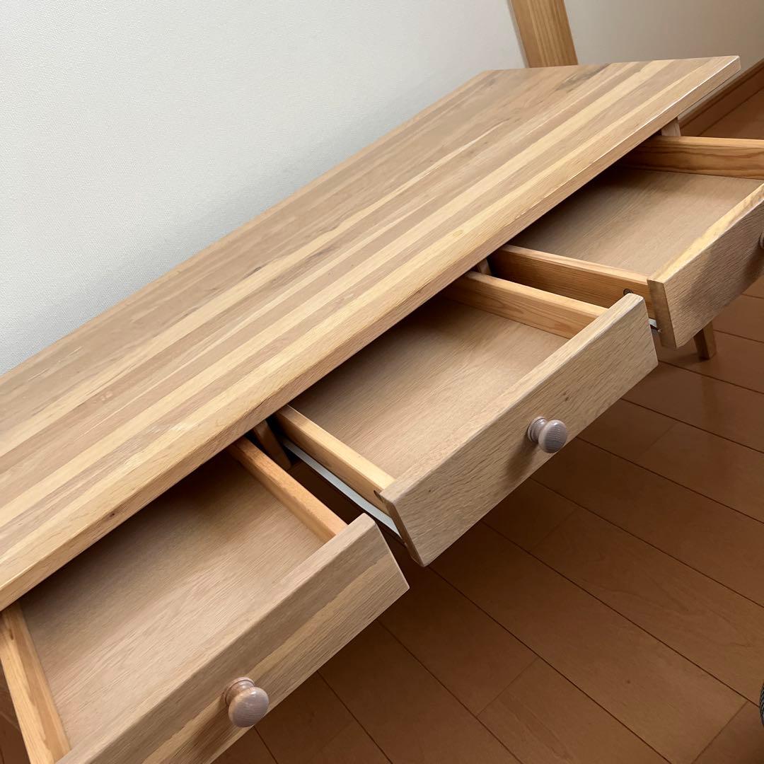 天然木　ホワイトオークナチュラルウッド　ローテーブル 引き出し付きテーブル