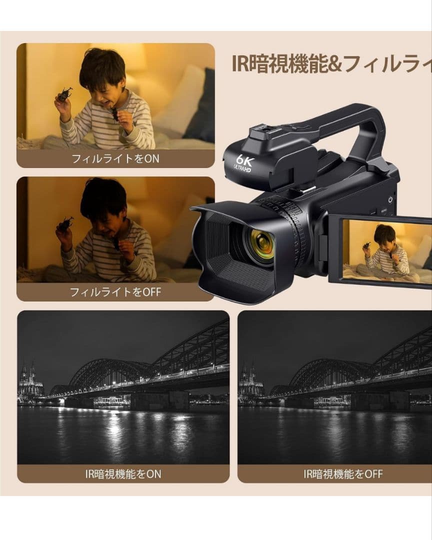 6Kデジタル ビデオカメラ ULTRA　HD Wi-Fi機能付き