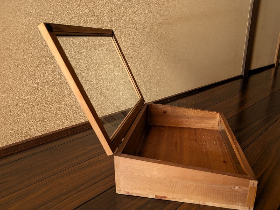 アンティーク調　木製透明ガラスケース　アクセサリーケース　木箱　ヴィンテージ調