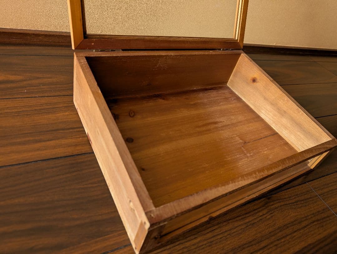 アンティーク調　木製透明ガラスケース　アクセサリーケース　木箱　ヴィンテージ調