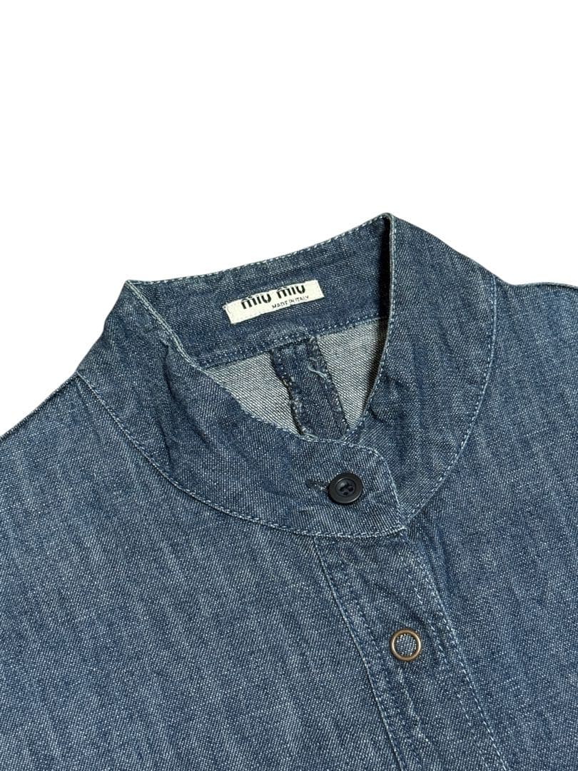 MIU MIU ペプラム フリル デザイン デニムシャツ ジャケット
