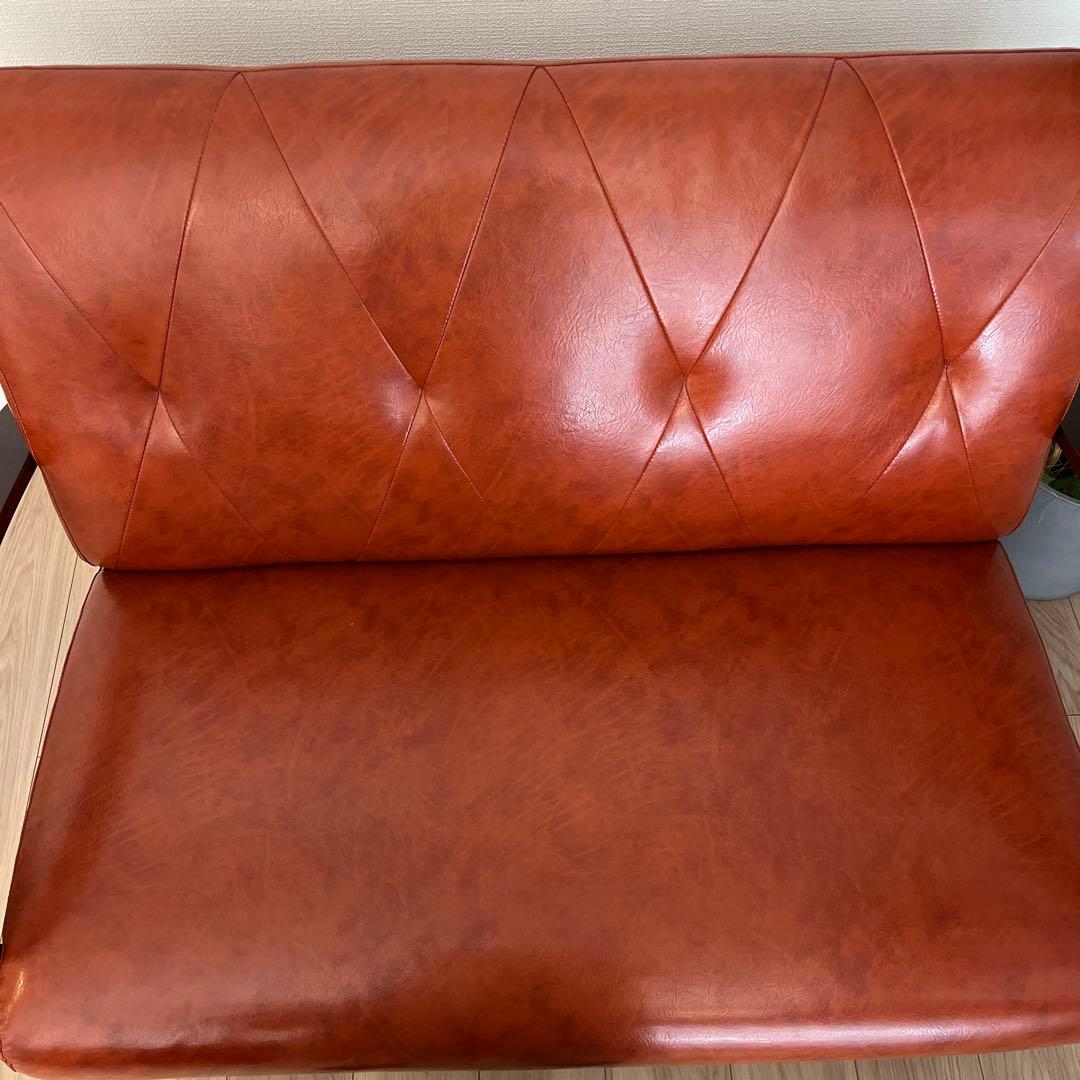 B-COMPANYクールベ 合成皮革 2人掛けソファ ミッドセンチュリー