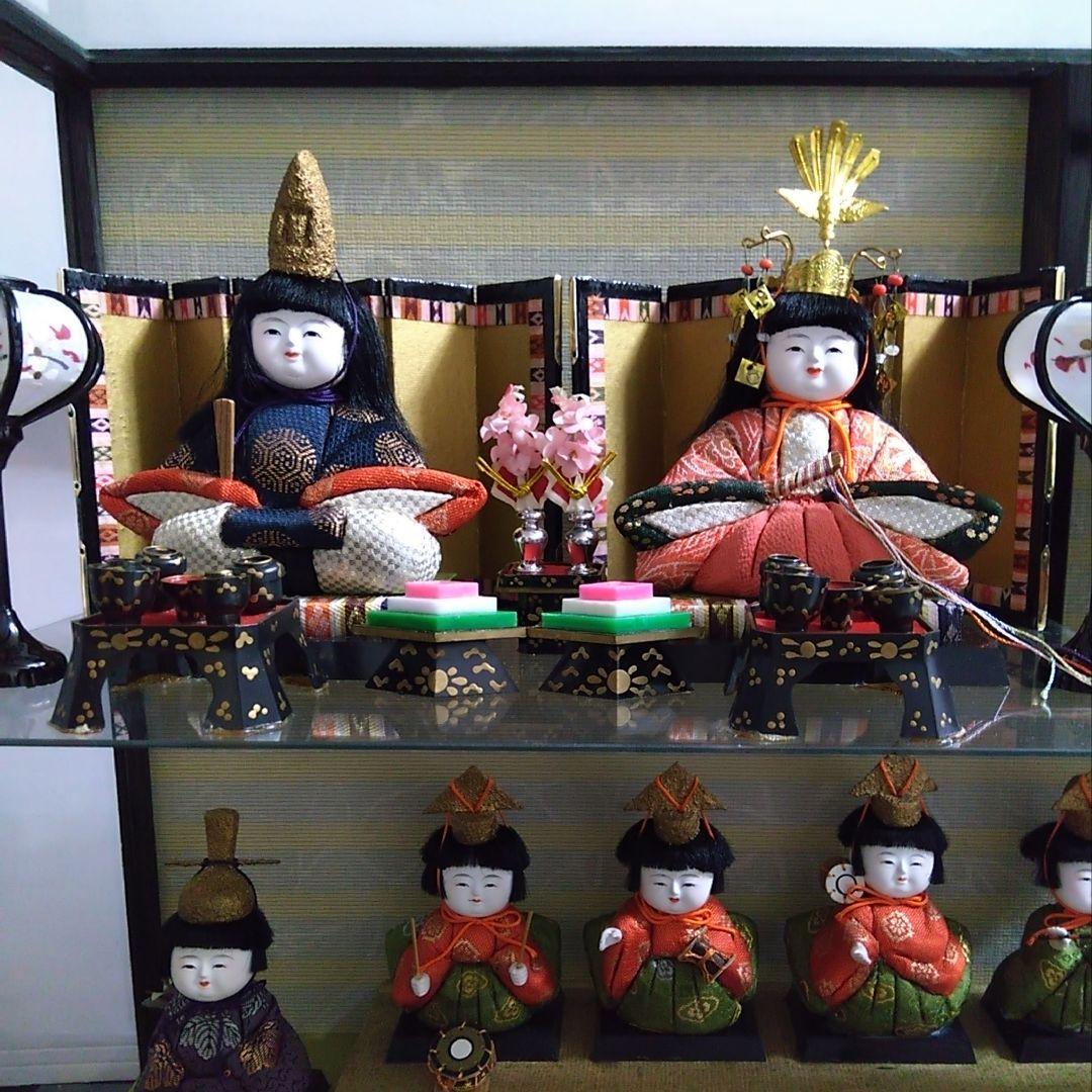 木目込雛人形　雛人形　ひな人形　ひな祭り　木目込人形　昭和レトロ　ガラスケース付