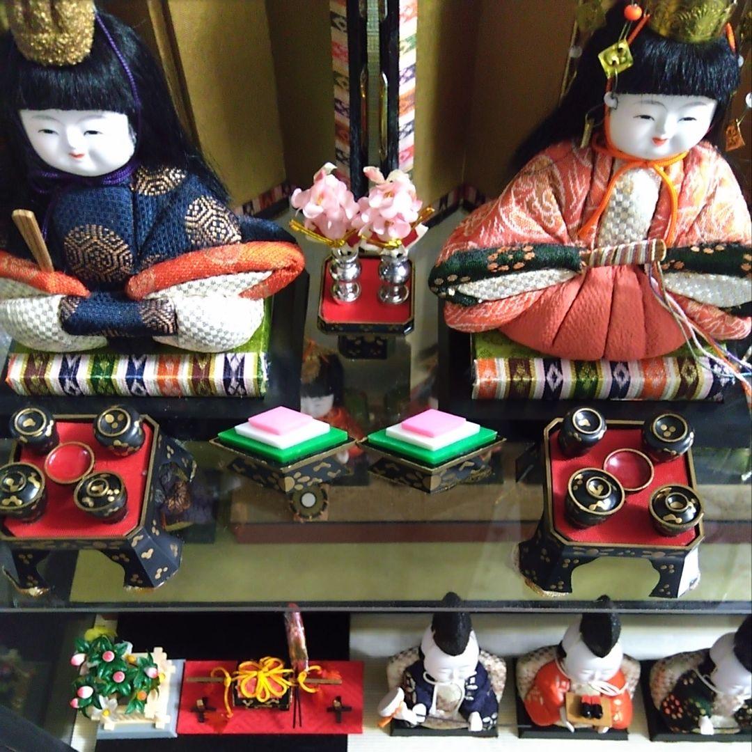 木目込雛人形　雛人形　ひな人形　ひな祭り　木目込人形　昭和レトロ　ガラスケース付
