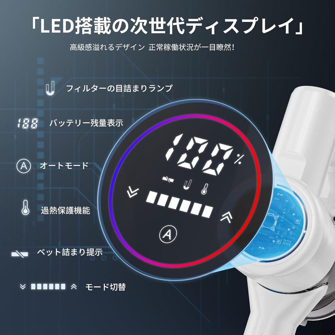 【本日限定セール】【AI自動検知搭載】YIEEC コードレス掃除機 65KPa