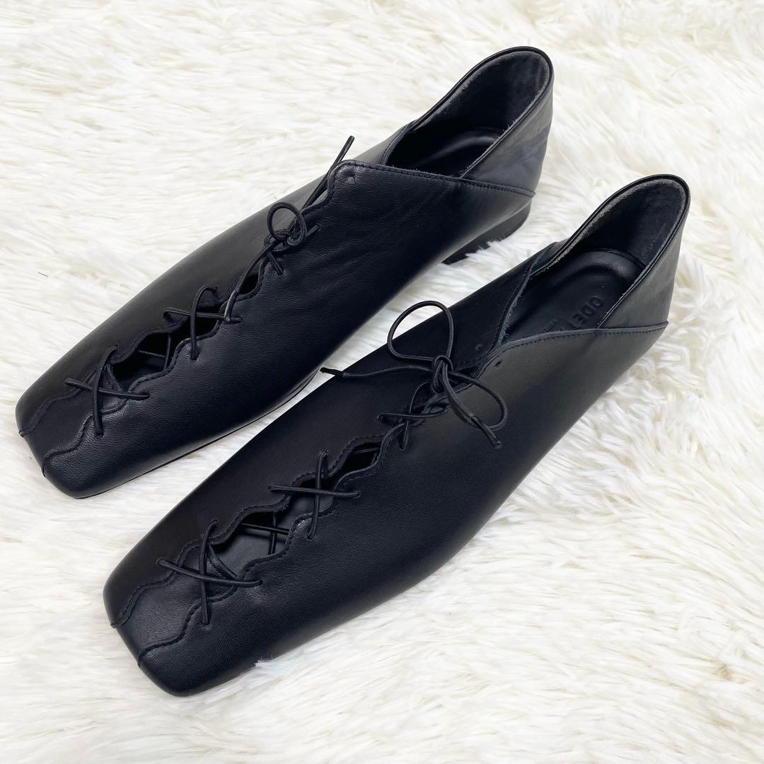 【未使用品】Odette e Odile ウェーブカットレースアップ フラット